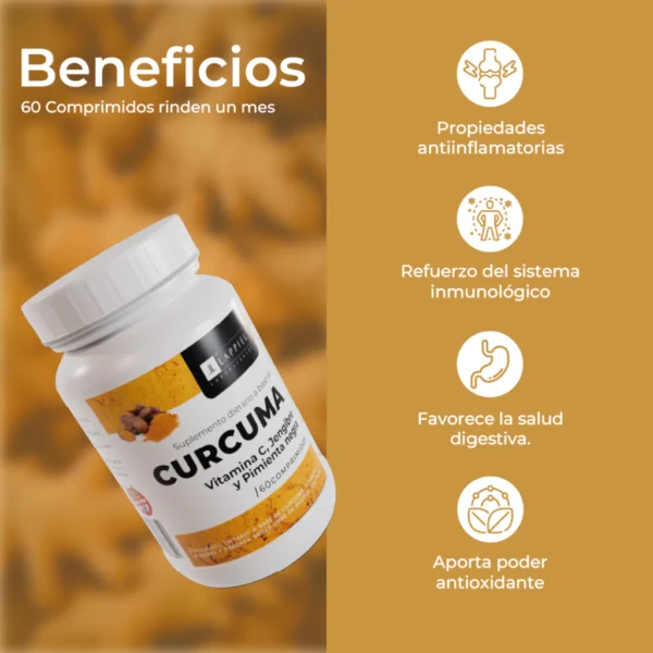 Cúrcuma + Pimienta Negra + Jengibre / Antioxidante Total! / 60 comprimidos- LAPPIEL - Imagen 6